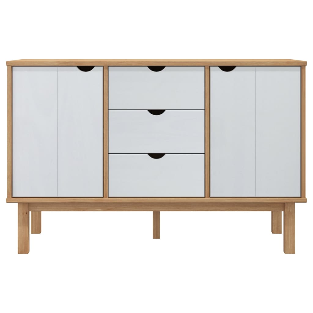 Credenza OTTA Marrone e Bianco 113,5x43x73 cm in Legno di Pino - homemem39