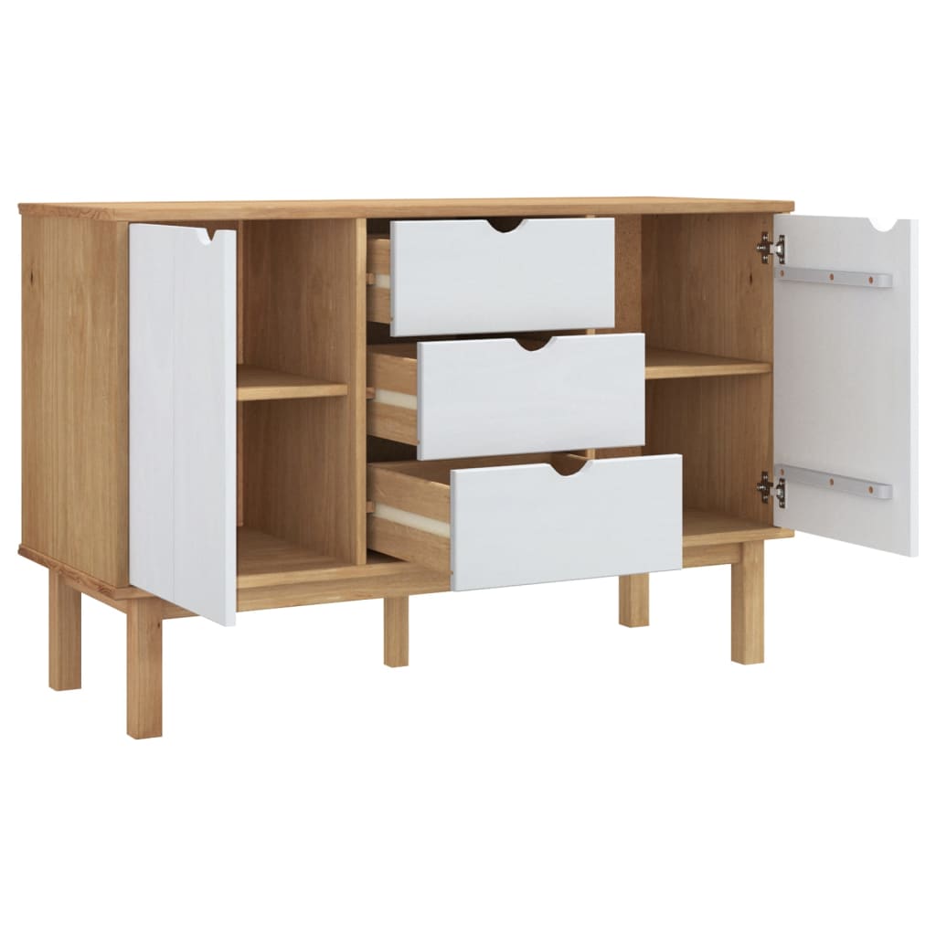 Credenza OTTA Marrone e Bianco 113,5x43x73 cm in Legno di Pino - homemem39