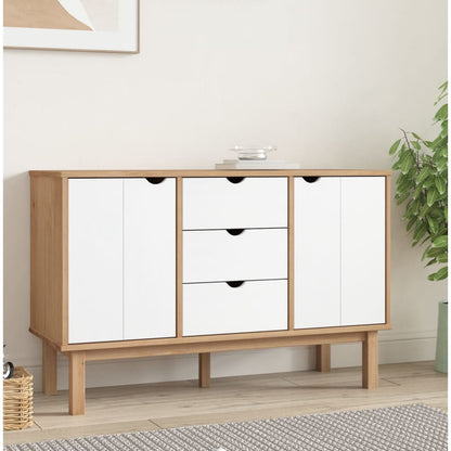 Credenza OTTA Marrone e Bianco 113,5x43x73 cm in Legno di Pino - homemem39