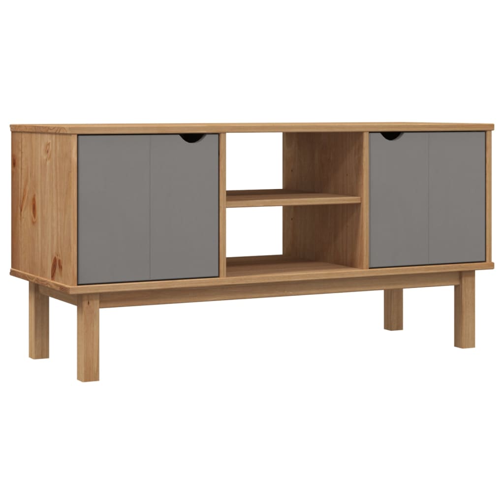 Mobile TV OTTA Marrone e Grigio 113,5x43x57 cm in Legno di Pino - homemem39