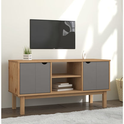 Mobile TV OTTA Marrone e Grigio 113,5x43x57 cm in Legno di Pino - homemem39