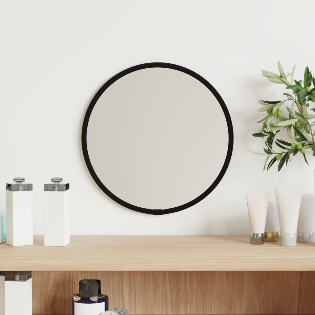 Specchio da Parete Nero Ø 20 cm Rotondo - homemem39