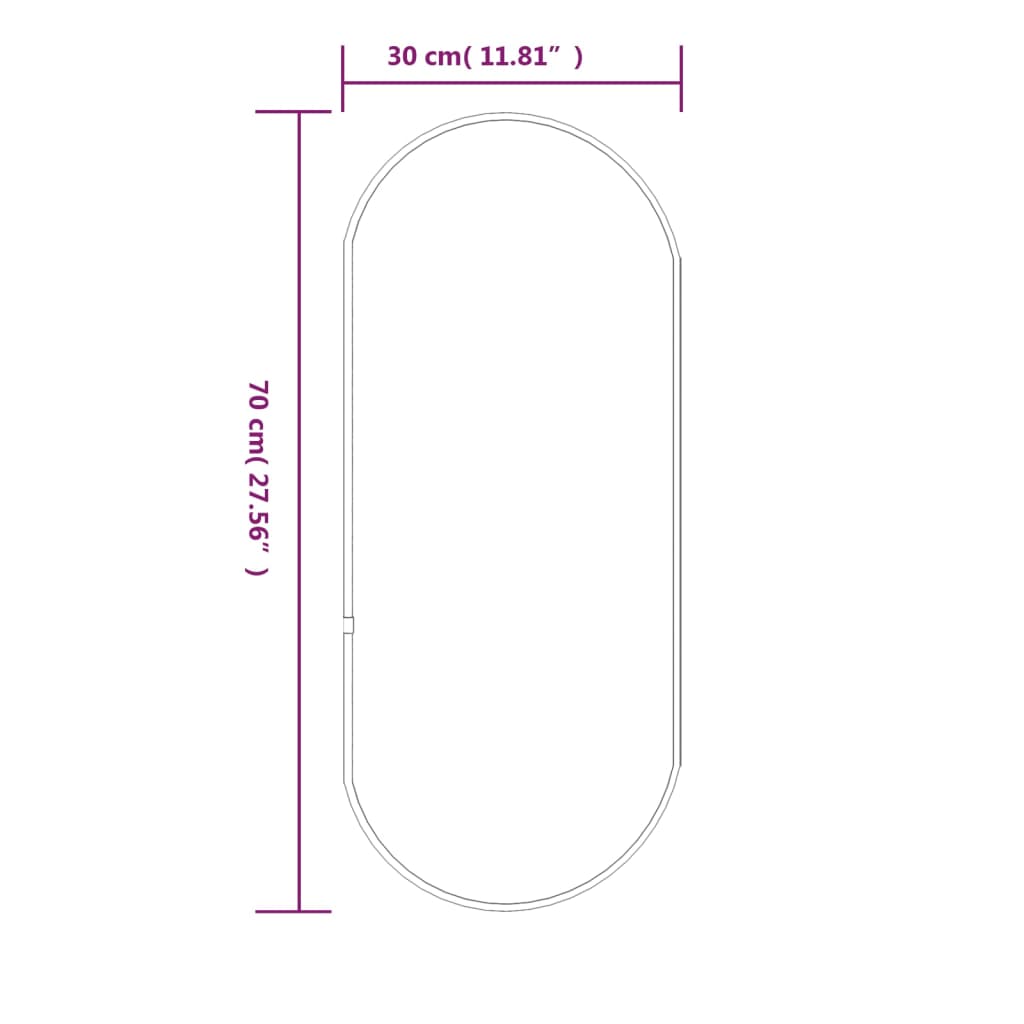 Specchio da Parete Argento 70x30 cm Ovale - homemem39