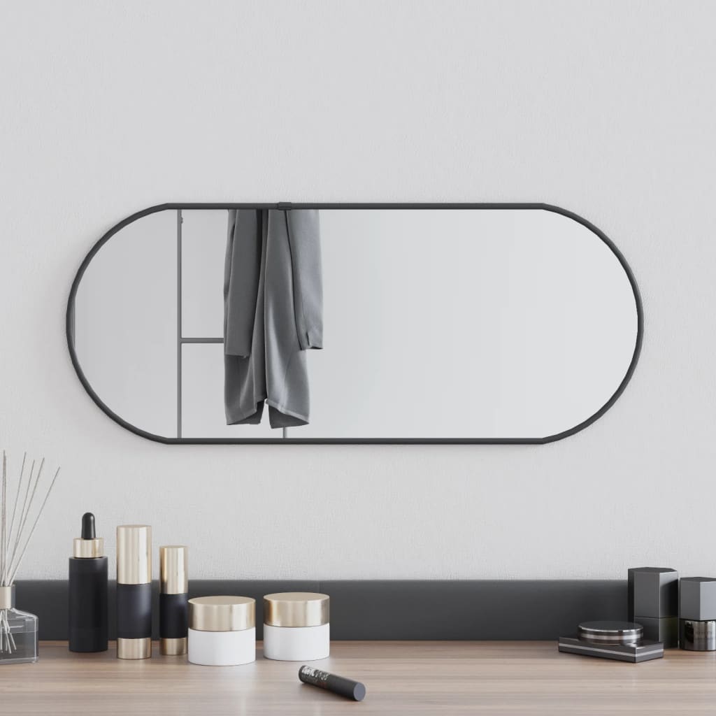 Specchio da Parete Nero 60x25 cm Ovale - homemem39