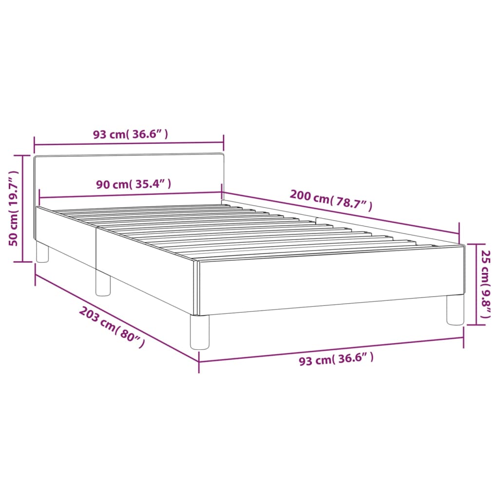 Giroletto con Testiera Grigio Scuro 90x200 cm in Tessuto - homemem39