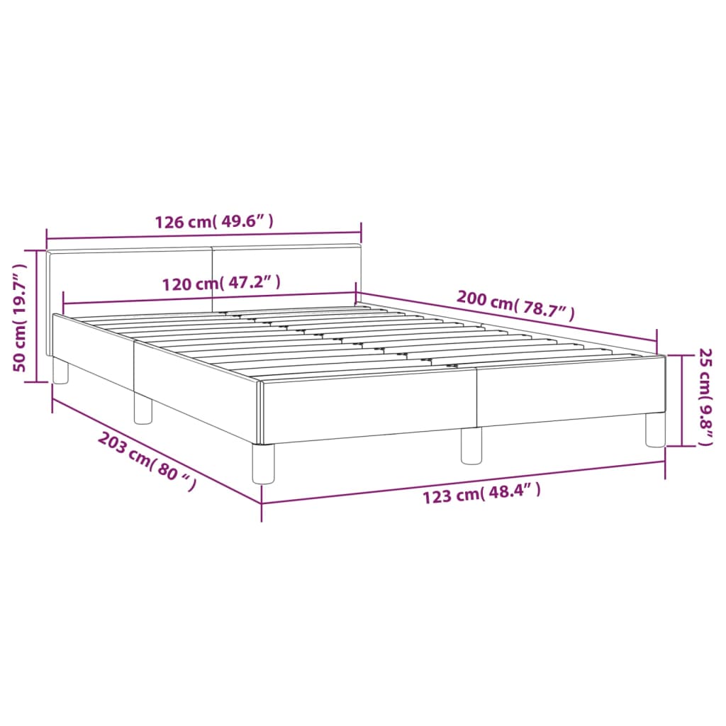 Giroletto con Testiera Grigio Scuro 120x200 cm in Tessuto - homemem39