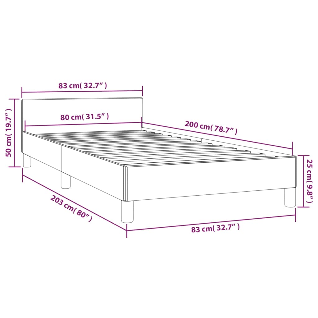 Giroletto con Testiera Grigio Scuro 80x200 cm in Velluto - homemem39