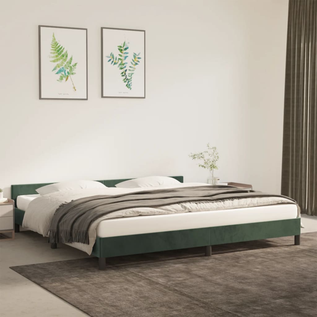 Giroletto con Testiera Verde Scuro 200x200 cm in Velluto - homemem39