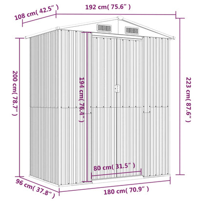 Capanno da Giardino Antracite 192x108x223 cm in Acciaio Zincato - homemem39