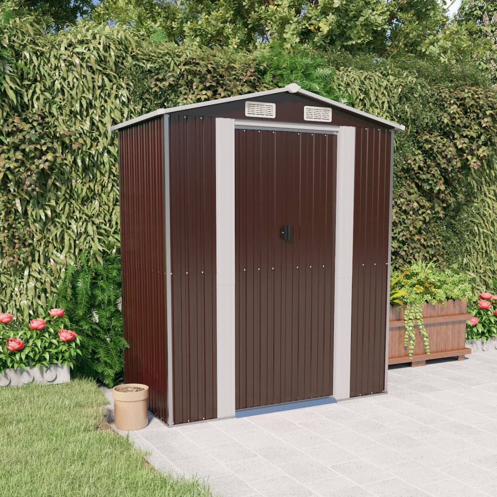 Capanno da Giardino Marrone Scuro 192x108x223cm Acciaio Zincato - homemem39