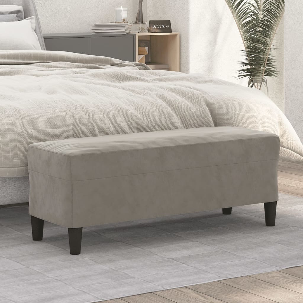 Panca Grigio chiaro 100x35x41 cm in Velluto - homemem39