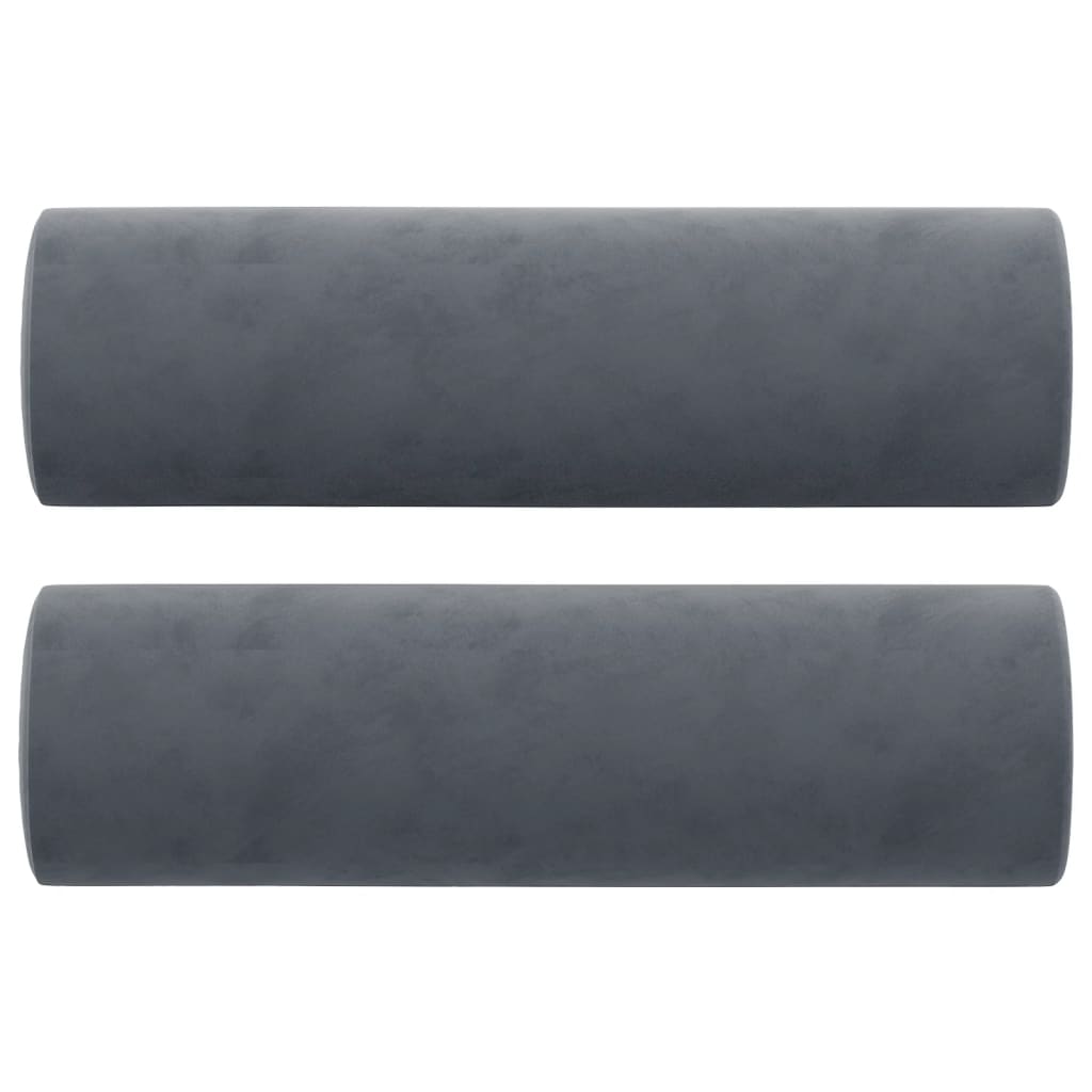 Cuscini Decorativi 2 pz Grigio Scuro Ø15x50 cm in Velluto - homemem39