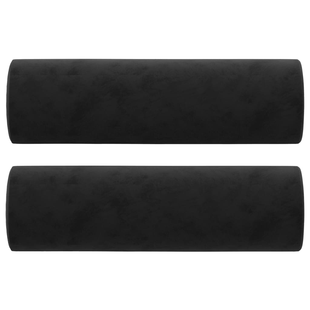 Cuscini Decorativi 2 pz Nero Ø15x50 cm in Velluto - homemem39