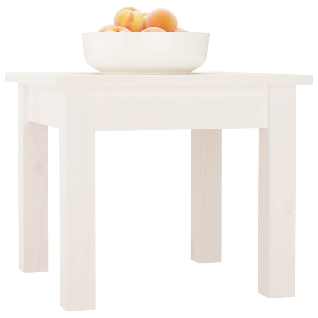 Tavolino da Salotto Bianco 35x35x30 cm Legno Massello di Pino - homemem39