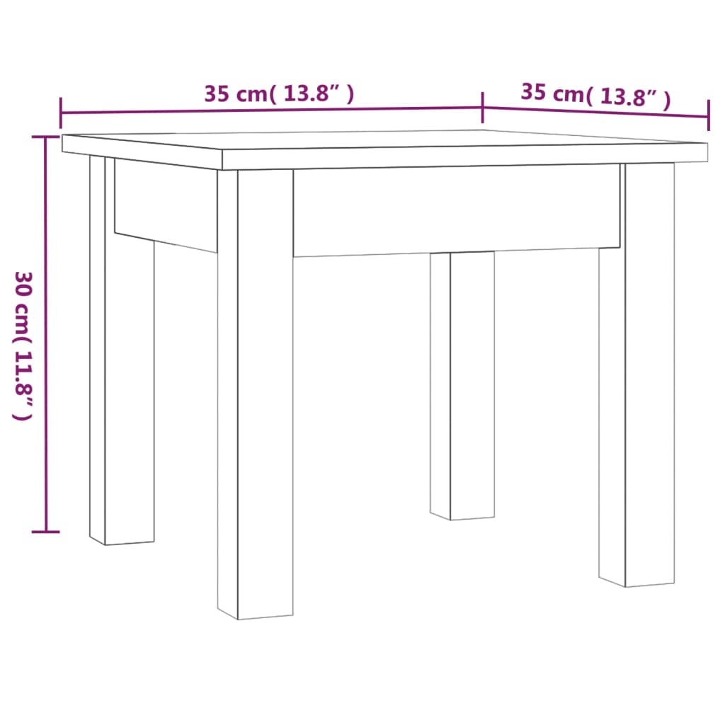 Tavolino da Salotto Bianco 35x35x30 cm Legno Massello di Pino - homemem39