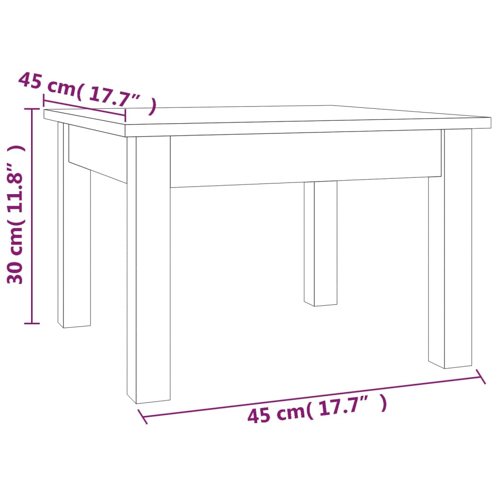 Tavolino da Salotto Bianco 45x45x30 cm Legno Massello di Pino - homemem39