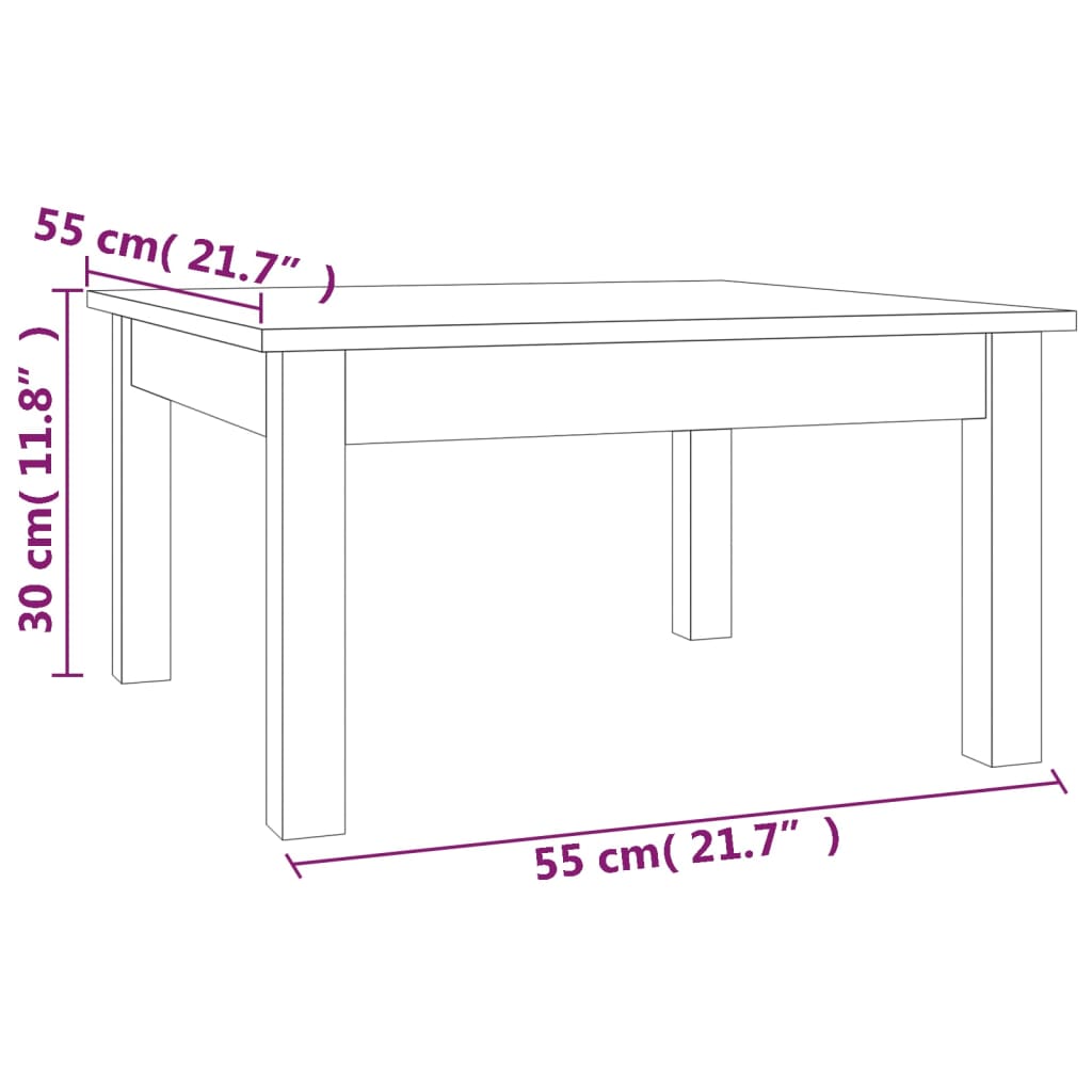 Tavolino da Salotto 55x55x30 cm Legno Massello di Pino - homemem39