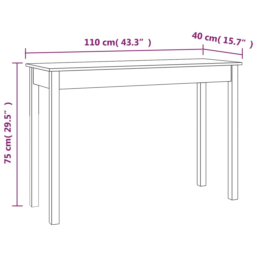 Tavolo Consolle 110x40x75 cm in Legno Massello di Pino - homemem39