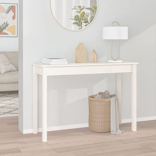 Tavolo Consolle Bianco 110x40x75 cm in Legno Massello di Pino - homemem39