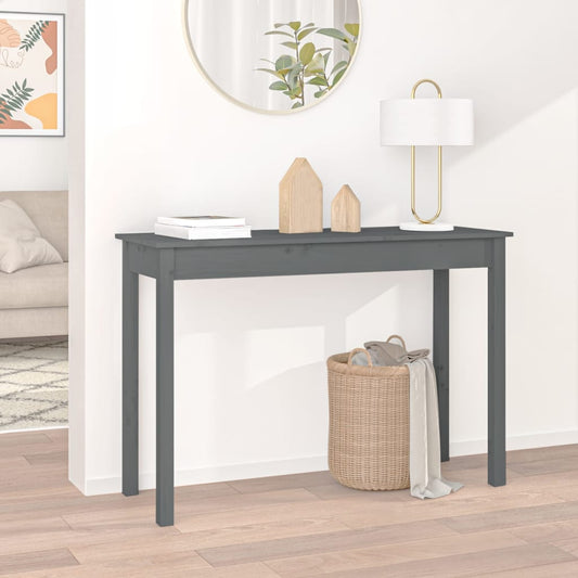 Tavolo Consolle Grigio 110x40x75 cm in Legno Massello di Pino - homemem39