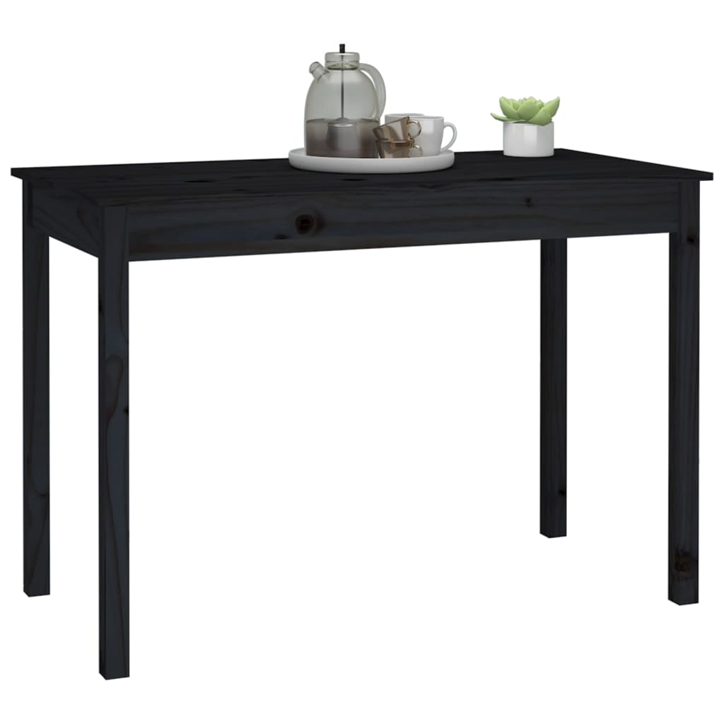 Tavolo da Pranzo Nero 110x55x75 cm in Legno Massello di Pino - homemem39