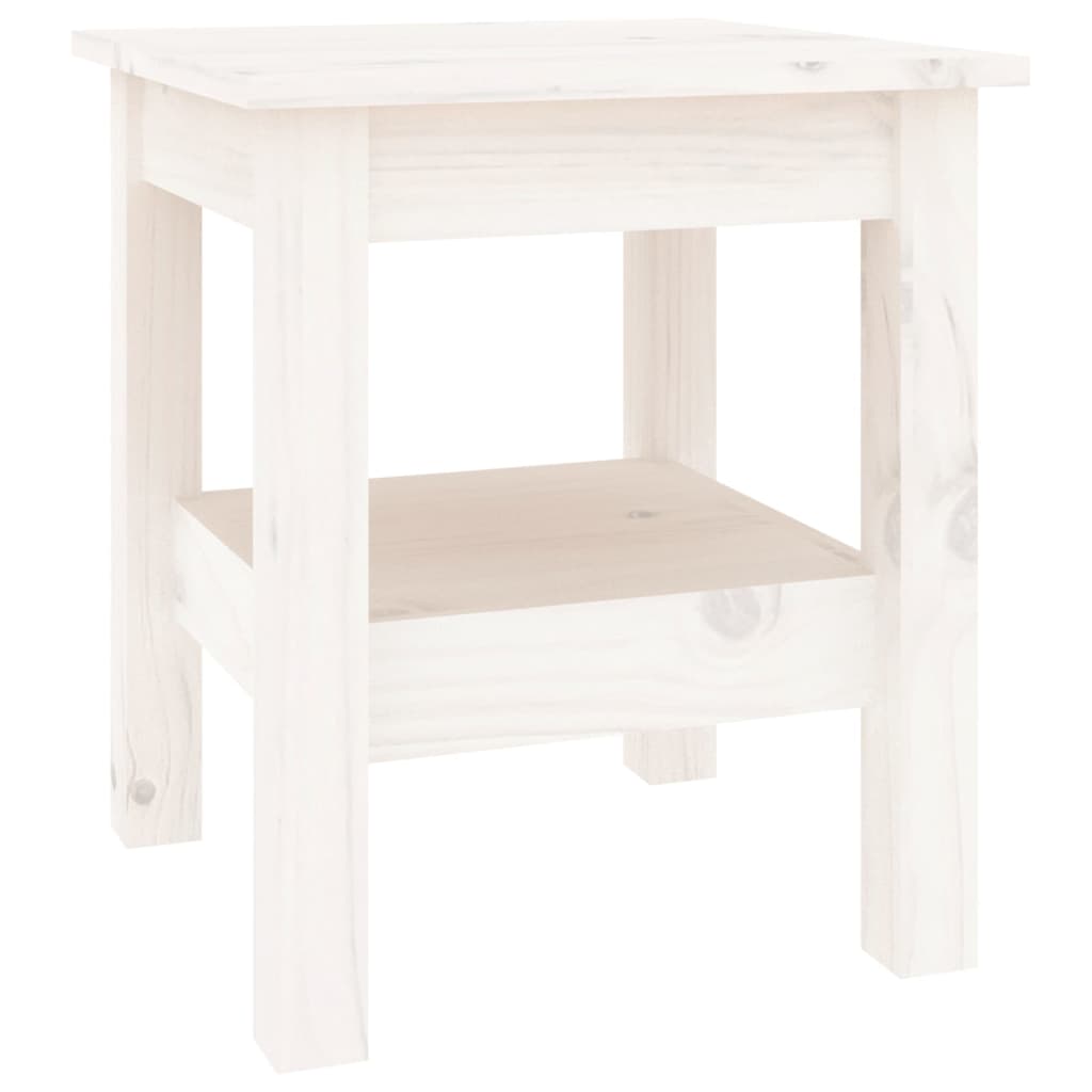 Tavolino da Salotto Bianco 35x35x40 cm Legno Massello di Pino - homemem39