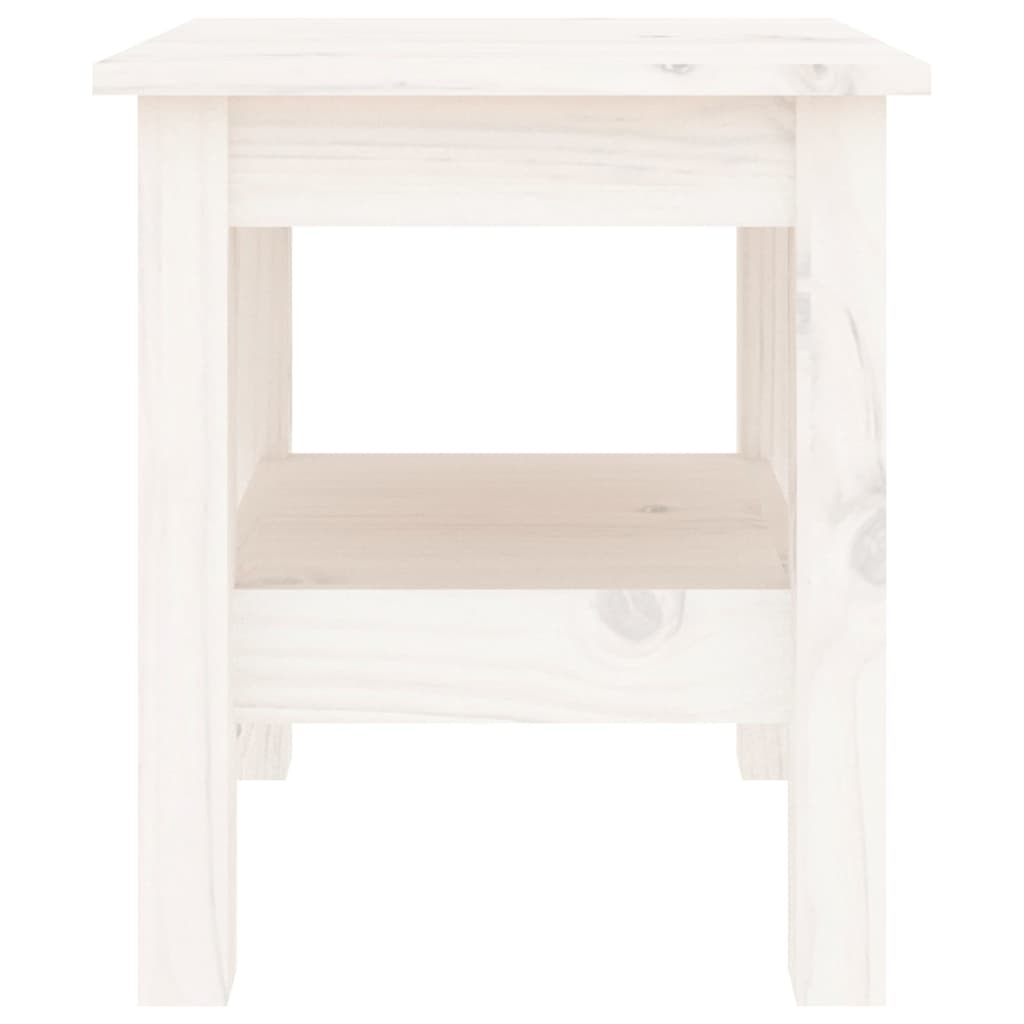 Tavolino da Salotto Bianco 35x35x40 cm Legno Massello di Pino - homemem39