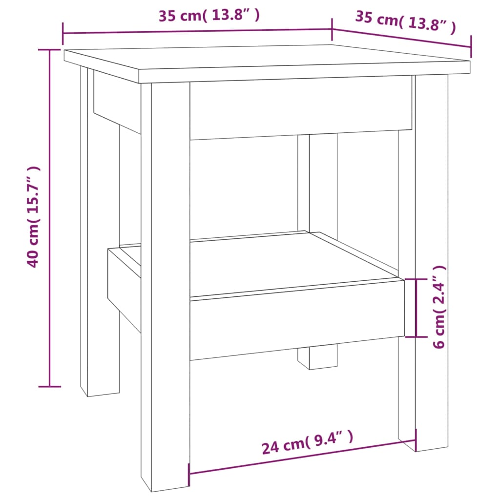 Tavolino da Salotto Bianco 35x35x40 cm Legno Massello di Pino - homemem39