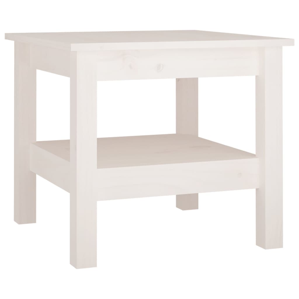 Tavolino da Salotto Bianco 45x45x40 cm Legno Massello di Pino - homemem39