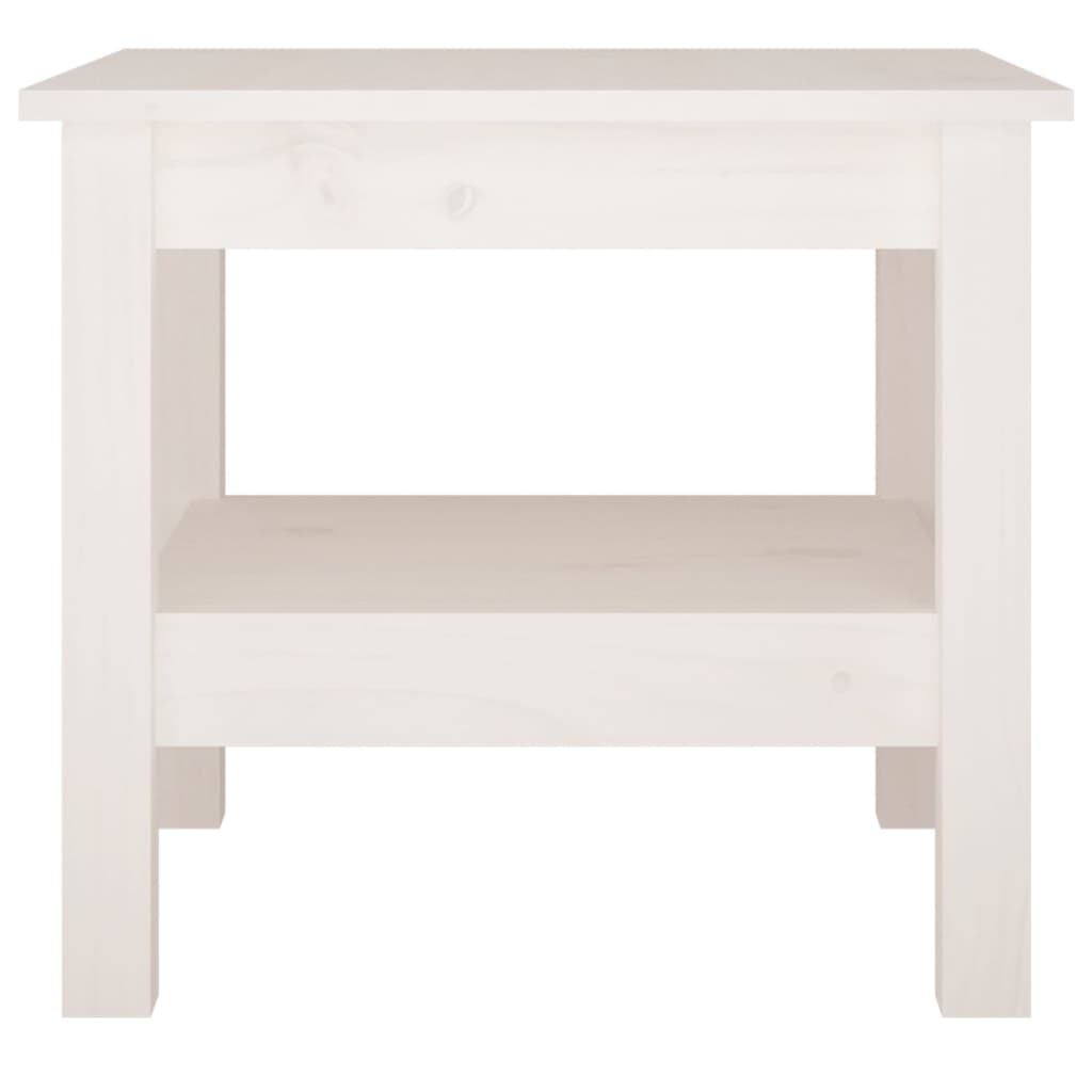 Tavolino da Salotto Bianco 45x45x40 cm Legno Massello di Pino - homemem39