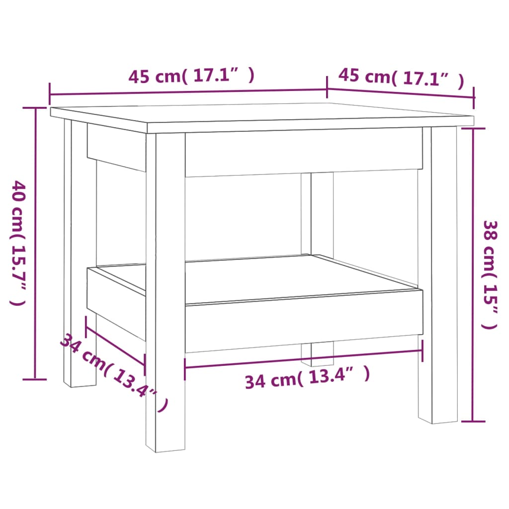 Tavolino da Salotto Bianco 45x45x40 cm Legno Massello di Pino - homemem39