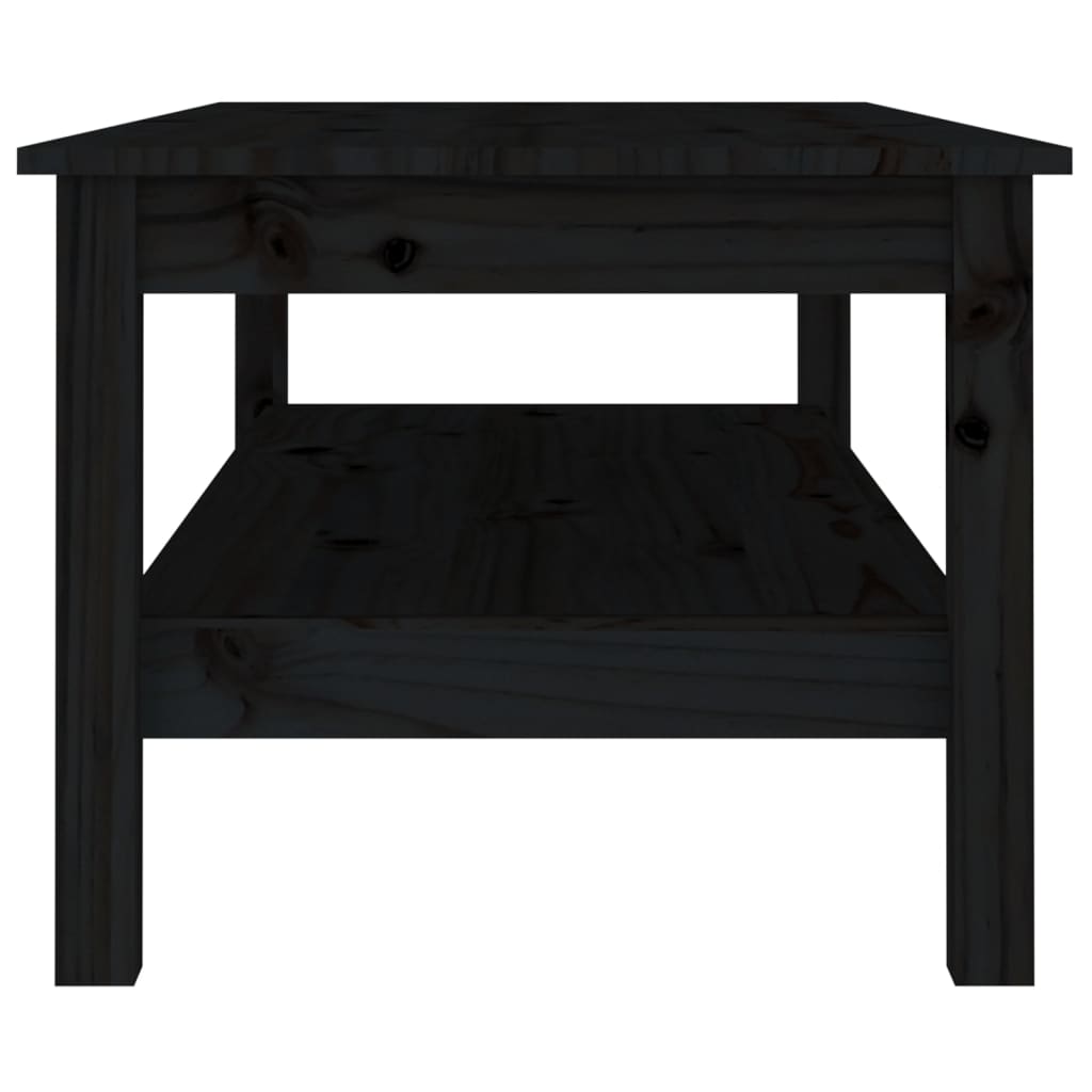 Tavolino da Salotto Nero 110x50x40 cm in Legno Massello di Pino - homemem39