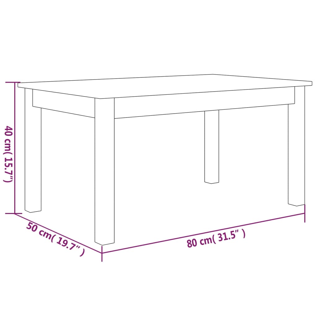 Tavolino da Salotto Bianco 80x50x40 cm Legno Massello di Pino - homemem39