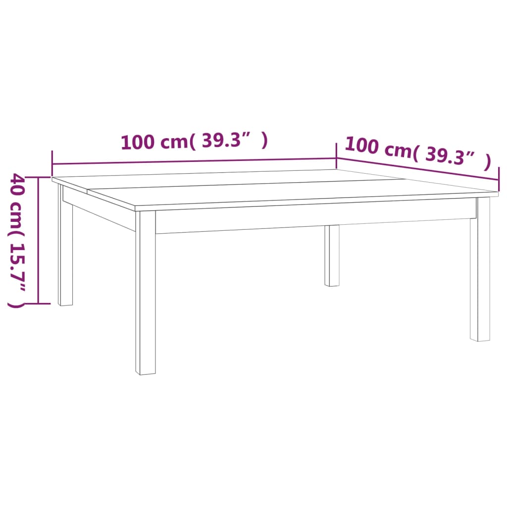 Tavolino da Salotto Grigio 100x100x40 cm Legno Massello di Pino - homemem39