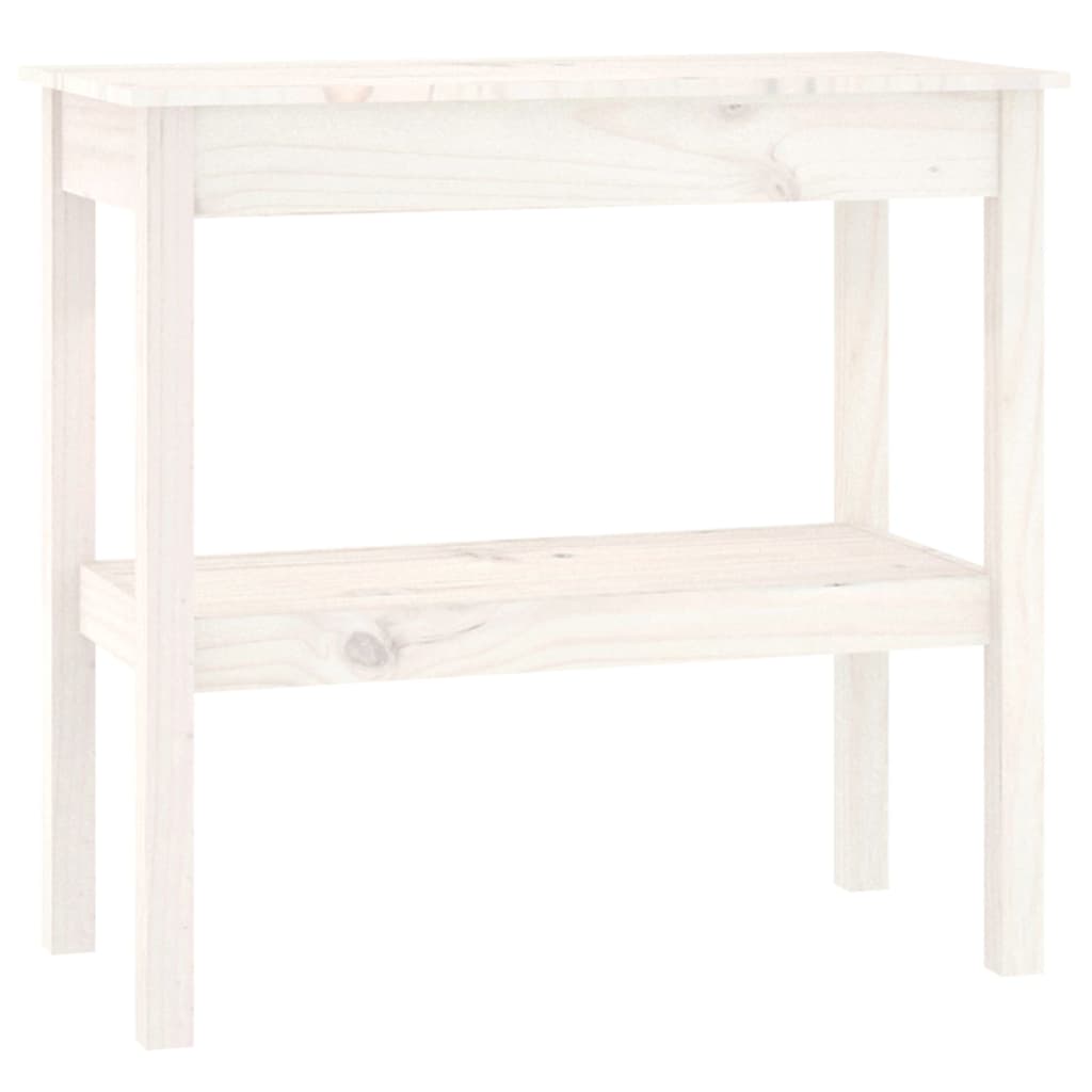 Tavolo Consolle Bianco 80x40x75 cm in Legno Massello di Pino - homemem39