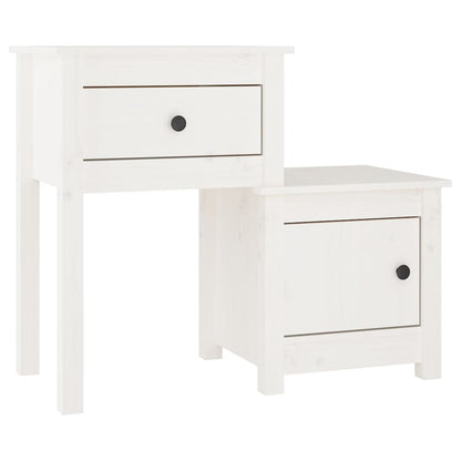 Comodino Bianco 79,5x38x65,5 cm in Legno Massello di Pino - homemem39