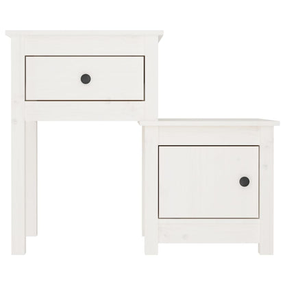 Comodino Bianco 79,5x38x65,5 cm in Legno Massello di Pino - homemem39