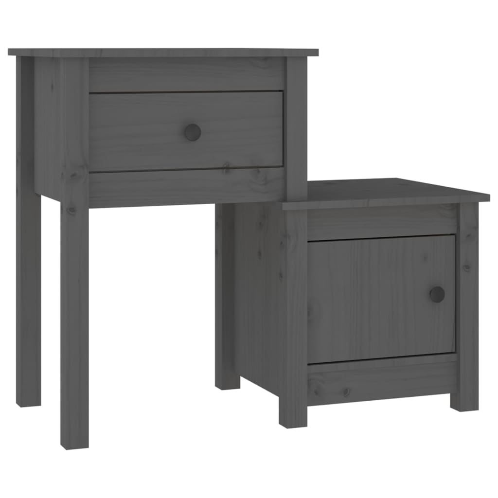 Comodini 2 pz Grigi 79,5x38x65,5 cm in Legno Massello di Pino - homemem39