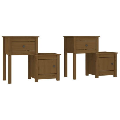 Comodini 2 pz Miele 79,5x38x65,5 cm in Legno Massello di Pino - homemem39