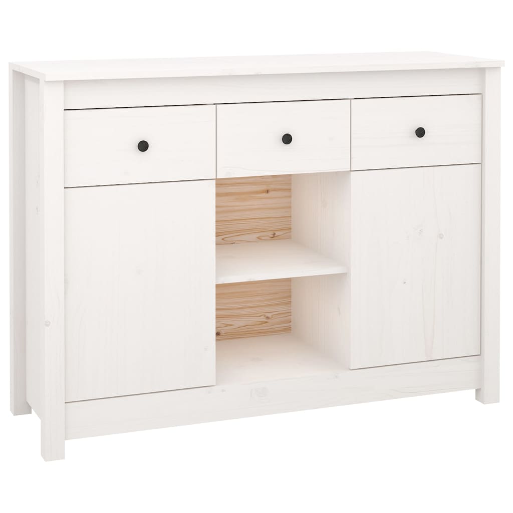 Credenza Bianca 100x35x74,5 cm in Legno Massello di Pino - homemem39