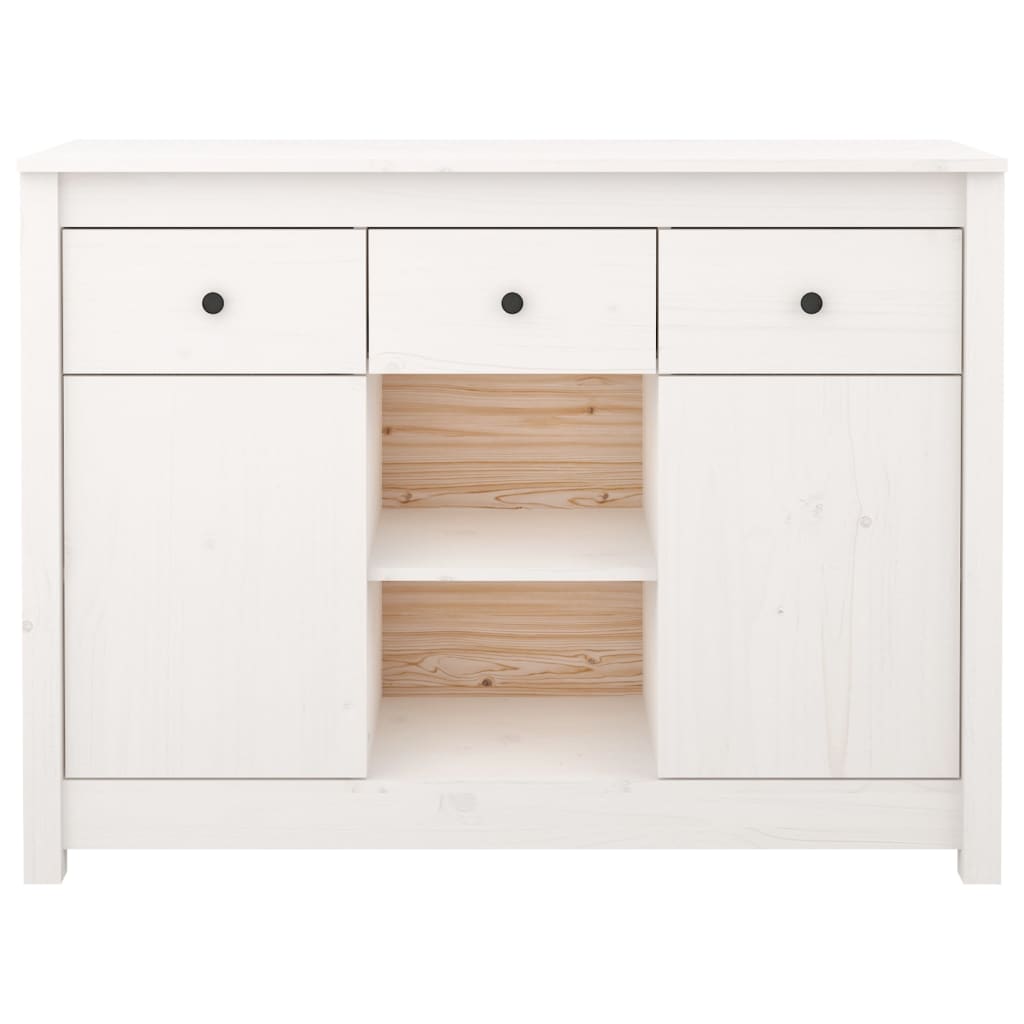 Credenza Bianca 100x35x74,5 cm in Legno Massello di Pino - homemem39