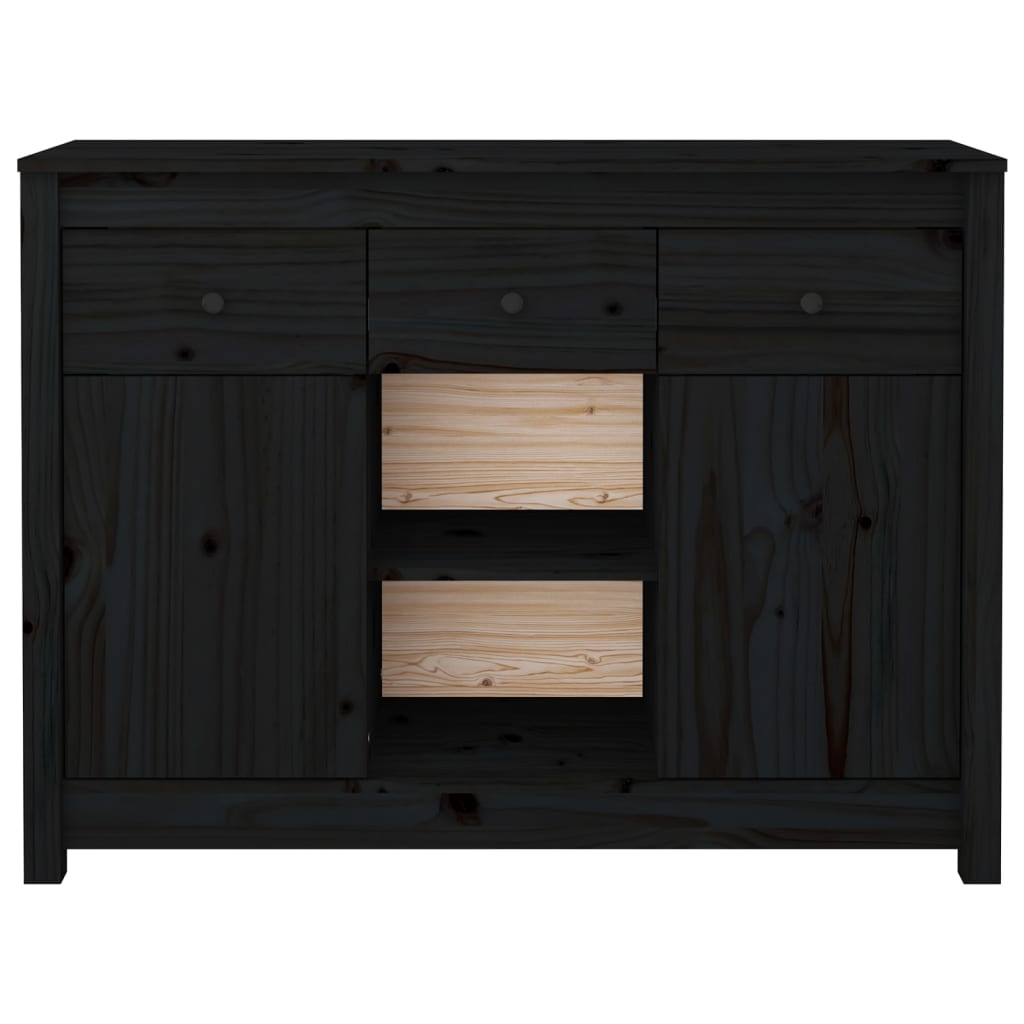 Credenza Nera 100x35x74,5 cm in Legno Massello di Pino - homemem39