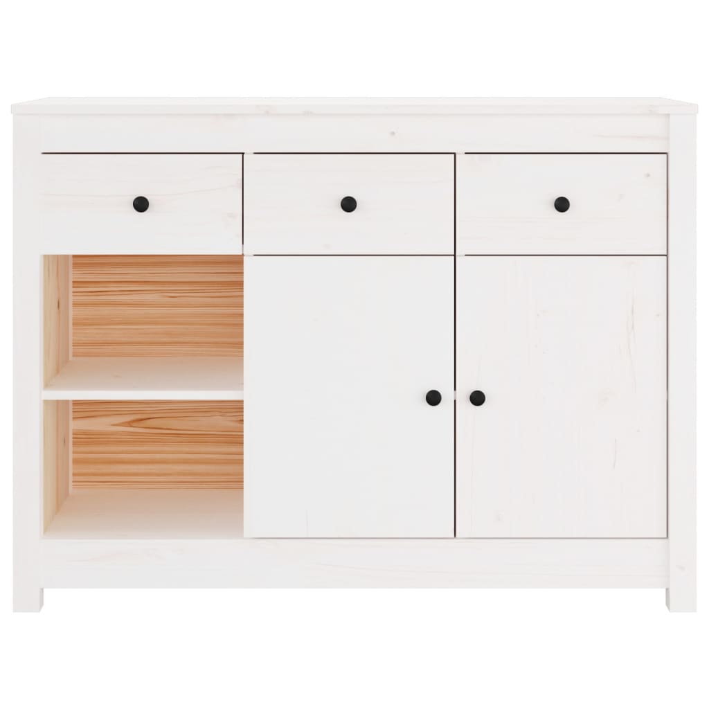 Credenza Bianca 100x35x74 cm in Legno Massello di Pino - homemem39