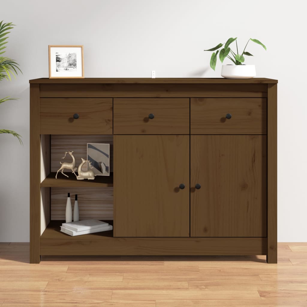 Credenza Miele 100x35x74 cm in Legno Massello di Pino - homemem39