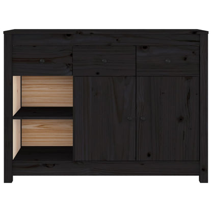 Credenza Nera 100x35x74 cm in Legno Massello di Pino - homemem39