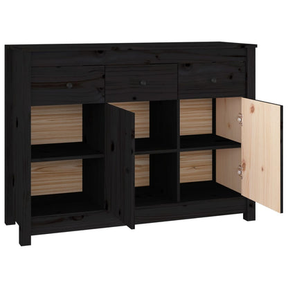 Credenza Nera 100x35x74 cm in Legno Massello di Pino - homemem39