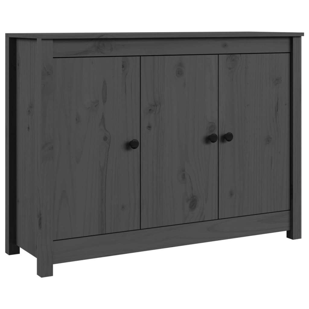 Credenza Grigia 100x35x74 cm in Legno Massello di Pino - homemem39