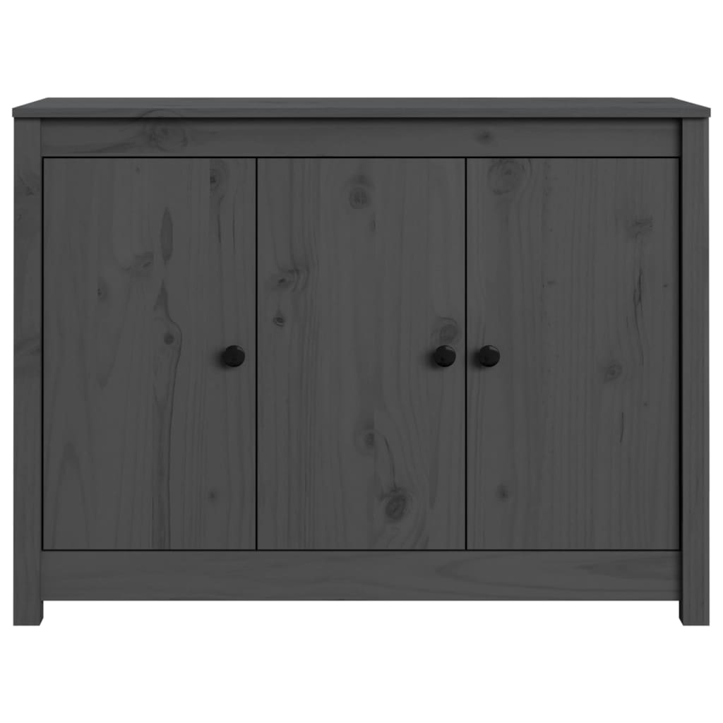 Credenza Grigia 100x35x74 cm in Legno Massello di Pino - homemem39