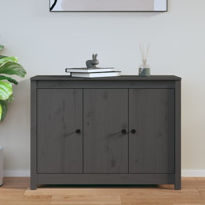 Credenza Grigia 100x35x74 cm in Legno Massello di Pino - homemem39