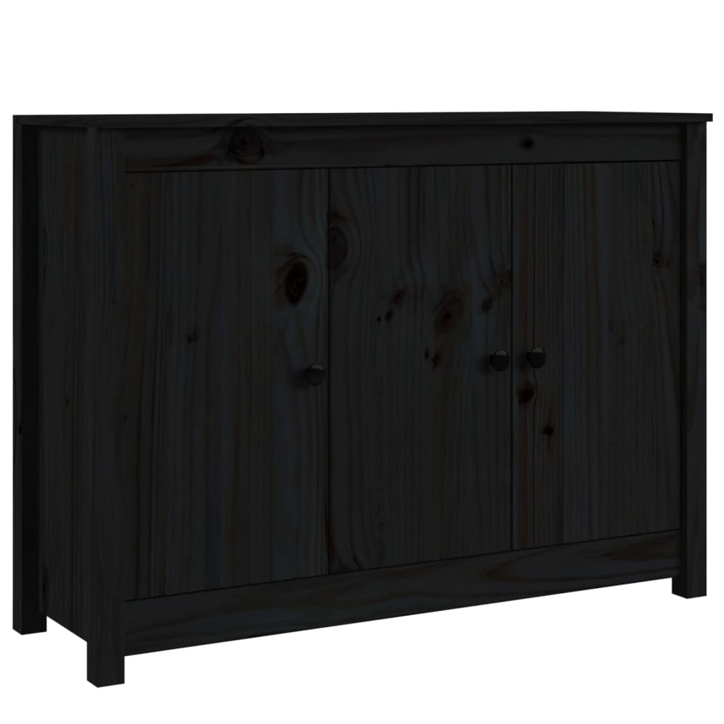 Credenza Nera 100x35x74 cm in Legno Massello di Pino - homemem39